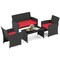 4-Piece Outdoor Wicker Patio Sofa Set with Loveseat Single Chairs Coffee Table Included Cushions